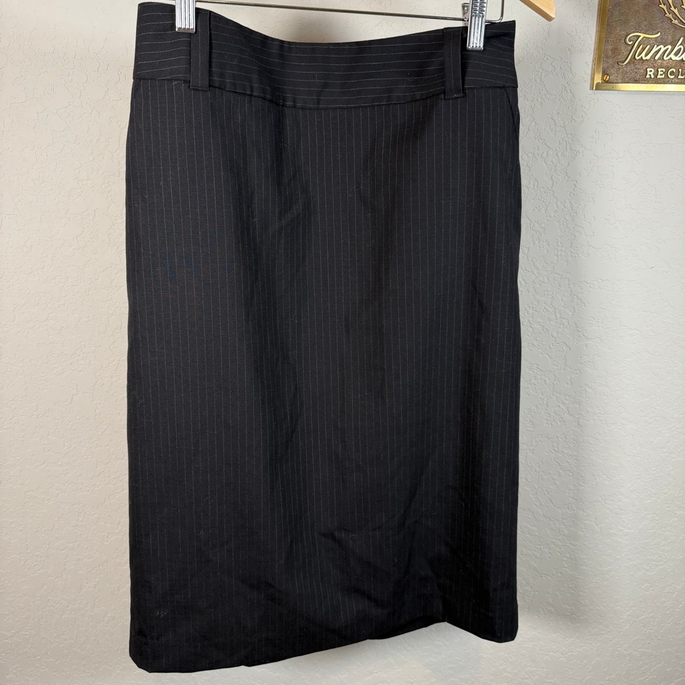 Banana Republic Black Pinstripe Wool Blend Pencil Skirt Size‎ 10